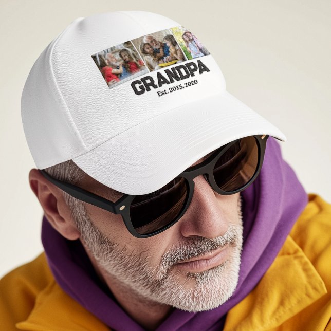 Farfar etablerade svart vitt manus 3 foto keps (Skapare uppladdad)