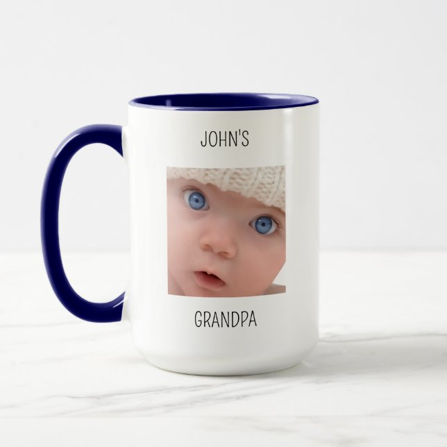 Farfar födelsedag, baby ansikte pappa present, anp mugg (Vänster)