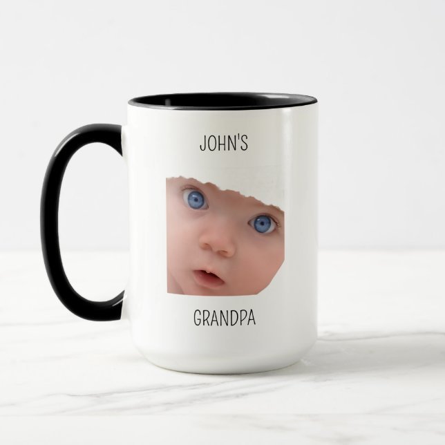 Farfar födelsedag, baby ansikte pappa present, anp mugg (Vänster)