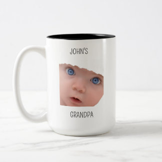Farfar födelsedag, baby ansikte pappa present, anp Två-Tonad mugg