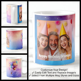 Farfar Födelsedags Foto Meddelande Ballonger Moder Kaffemugg