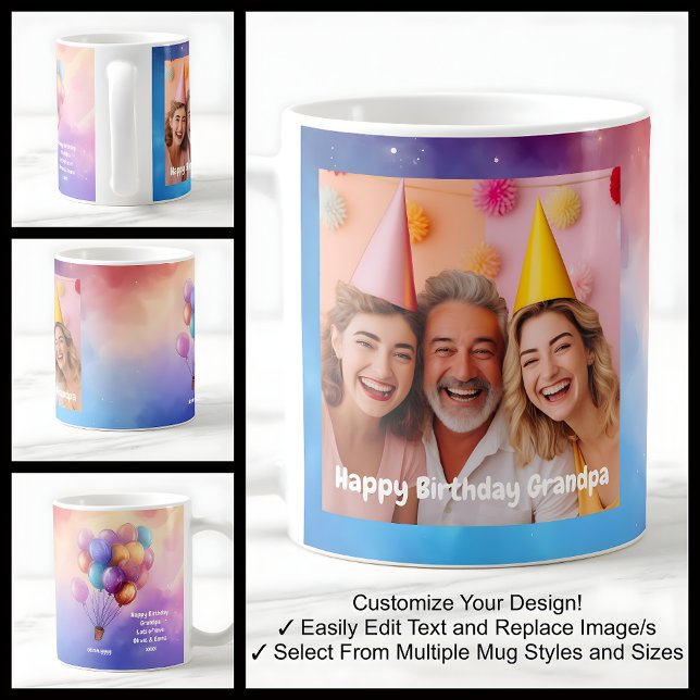 Farfar Födelsedags Foto Meddelande Ballonger Moder Kaffemugg (Skapare uppladdad)