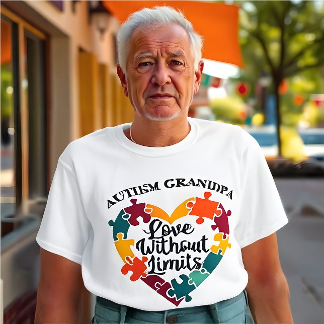 Farfar för ökad medvetenhet om autism: Kärlek utan T Shirt (Autism Awareness T-Shirt- Grandfather)