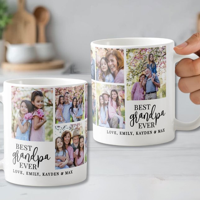 Farfar Fotokollage Kaffemugg (Grandfather Photo Collage Coffee Mug)