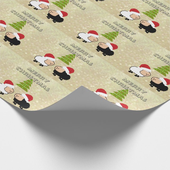 Fårfår från den vackra chicen jultomten tecknad presentpapper (Hörn)