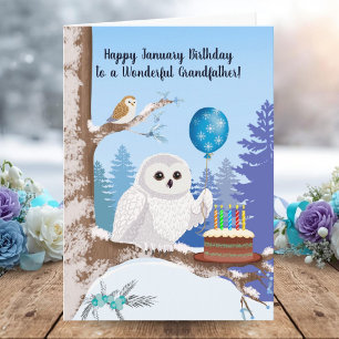 Farfar Glad födelsedag i januari Snöuggla Kort