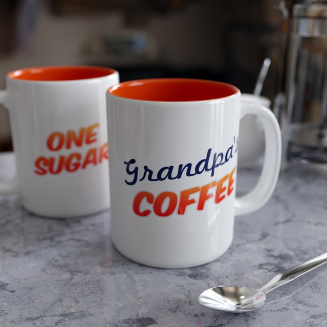 Farfar Grandpa One Sugar Orange Två-Tonad Mugg (Skapare uppladdad)