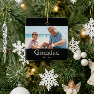 Farfar Grundat Foto Vitt Fet Minimal Text Julgransprydnad Keramik