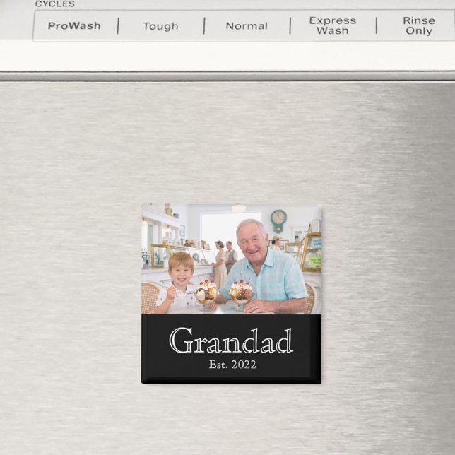 Farfar Grundat Foto Vitt Fet Minimalistisk Magnet (Skapare uppladdad)