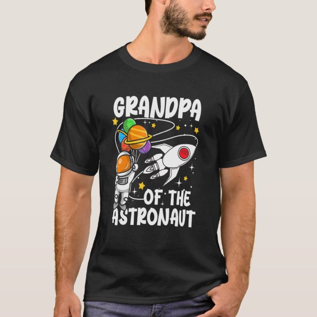 Farfar i Astronaut Space Theme Birthday Part T Shirt (Framsida)