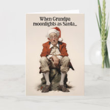 Farfar jobbar svart som tomte jullkort