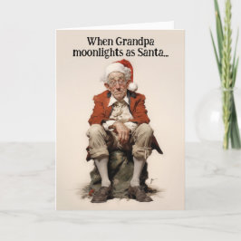 Farfar jobbar svart som tomte jullkort kort