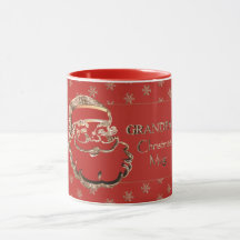 Farfar jul Mugg Cute Santa Red Guld Elegant