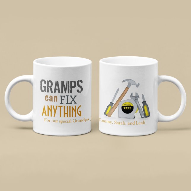 Farfar kan laga vad som helst Whimsical Cute Typog Kaffemugg (Skapare uppladdad)