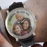 Farfar Kärlek Du till Måne och bak Foto Watch Armbandsur<br><div class="desc">Personligens fotoklocka - perfekt för spel - men du kan gärna anpassa texten som du vill. Överför ditt favoritfoto och det visas med ett halvogenomskinligt överlägg av gräns, som bas för typografin. Ordalydelsen lyder för närvarande "Morfar, vi kärlek er till måne och tillbaka", som du lätt kan redigera till kostym....</div>