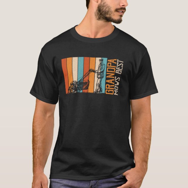 Farfar Klipper Bästa Gräsklippning Trädgårdsmästar T Shirt (Framsida)