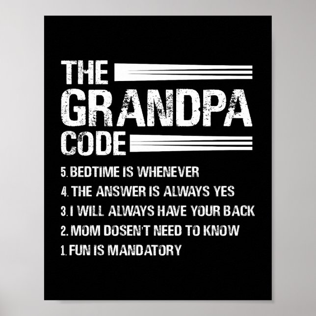 Farfar-koden Funny Grandfather Poster (Framsidan)