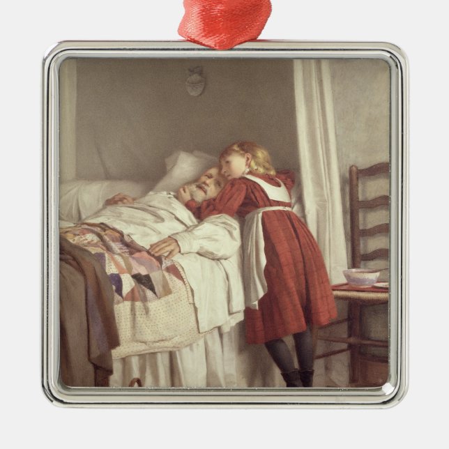 Farfar lite sjuksköterska julgransprydnad metall (Framsidan)