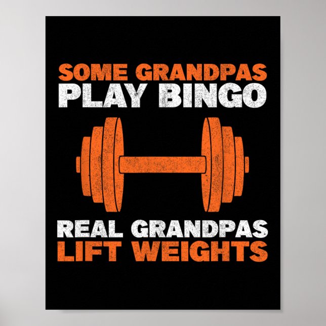 Farfar Lyfter Vikter Bodybuilding Farförälder Vikt Poster (Framsidan)