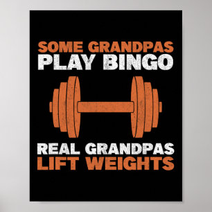 Farfar Lyfter Vikter Gym Träning Bodybuilding Vikt Poster