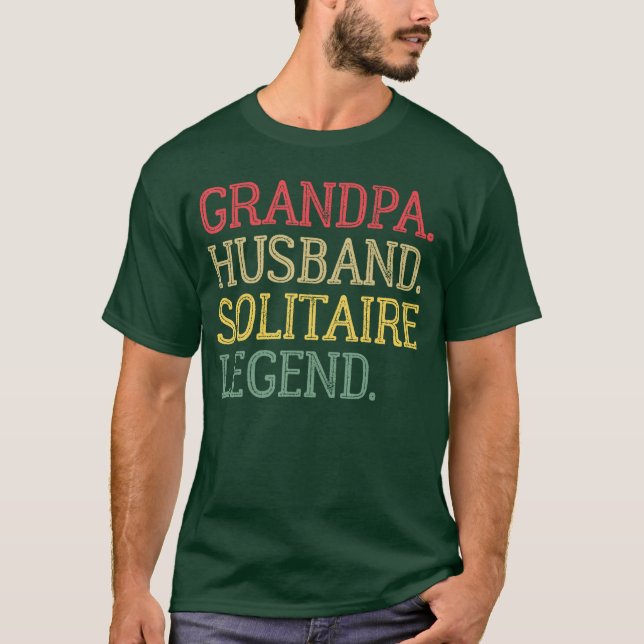 Farfar Män Solitaire Legend Vintage Solitaire T Shirt (Framsida)