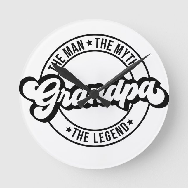 farfar mannen myten legenden pappa män pappa rund klocka (Framsida)