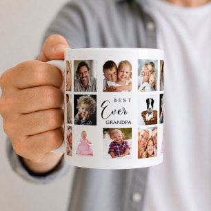 Farfar mormor foto collage vit svart kaffemugg