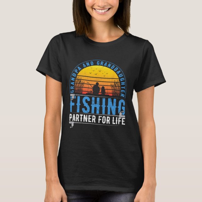 Farfar och barnbarn fiskebuddies för livet t shirt (Framsida)