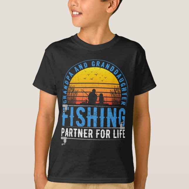 Farfar och barnbarn fiskebuddies för livet t shirt (Framsida)