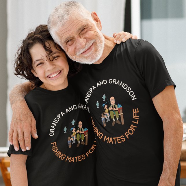 Farfar- och morsonfiske t shirt (Grandpa and Grandson Fishing Mates for Life matching t shirts.)