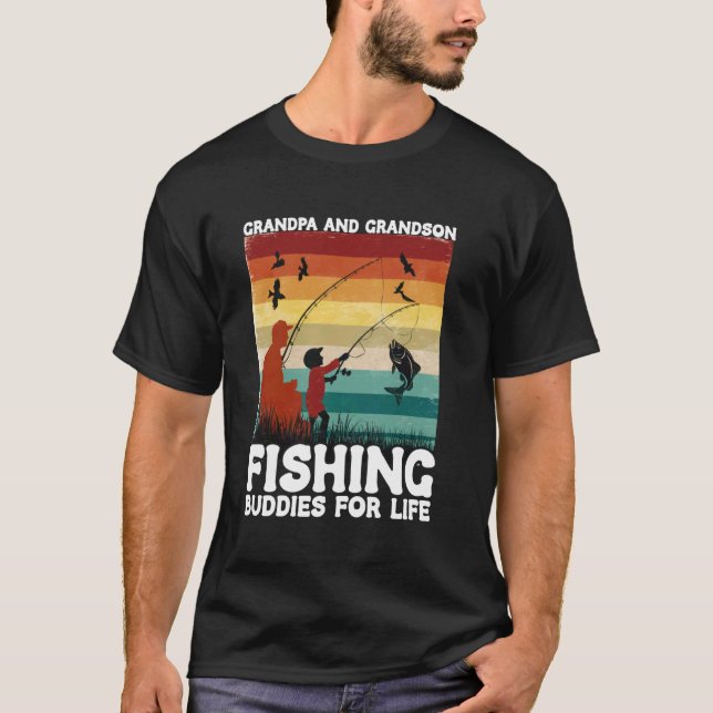 Farfar och sonson Fiskebuddies för livet Vint T Shirt (Framsida)