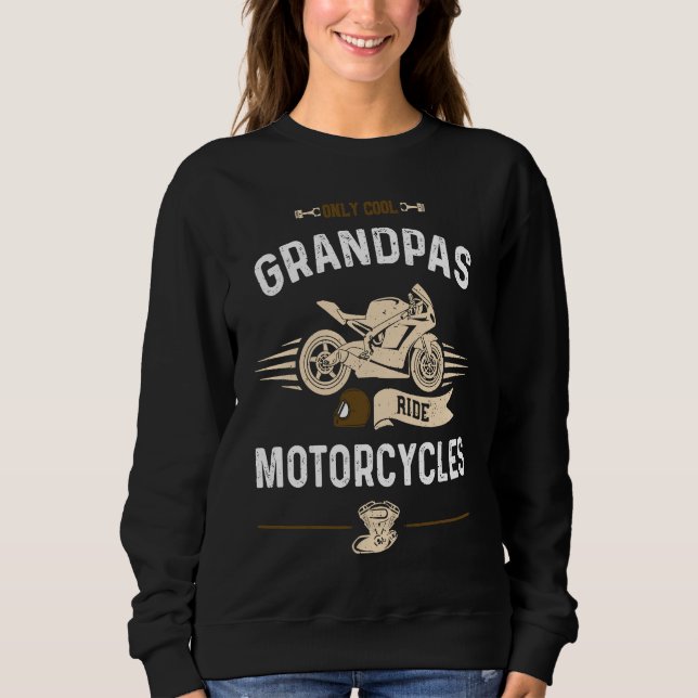 Farfar Only Coola Grandpas Ride Motorcyklar Motor T Shirt (Framsida)