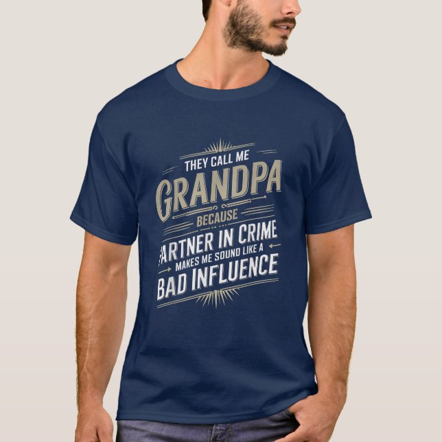 Farfar Partner in Crime Funny Grandchildren T Shirt (Framsida)