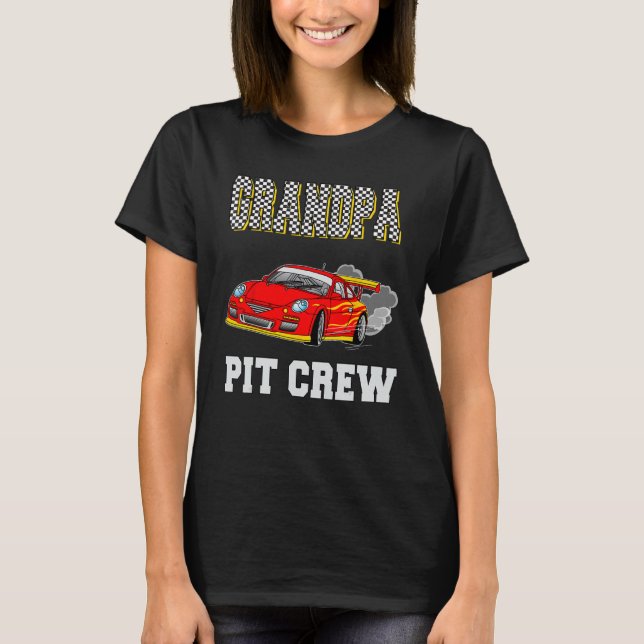 Farfar Pit Crew Birthday Tävla Car Theme Tävling B T Shirt (Framsida)