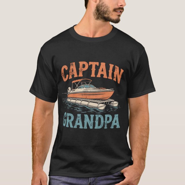 Farfar Pontonbåtskapten Vintage Nautilus Båt T Shirt (Framsida)
