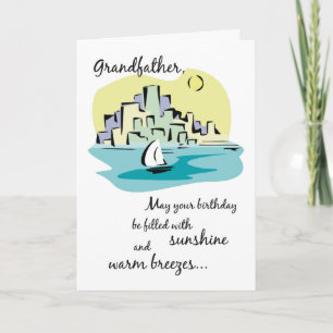 Farfar Sailboat City Birthday Kort