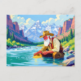 Farfar söker guld i Yukonfloden Helg Vykort