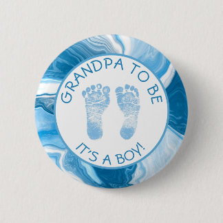 Farfar som ska vara Blue Marble Baby Shower Button Knapp