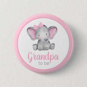Farfar som ska vara elphant Girl Baby Shower Butto Knapp