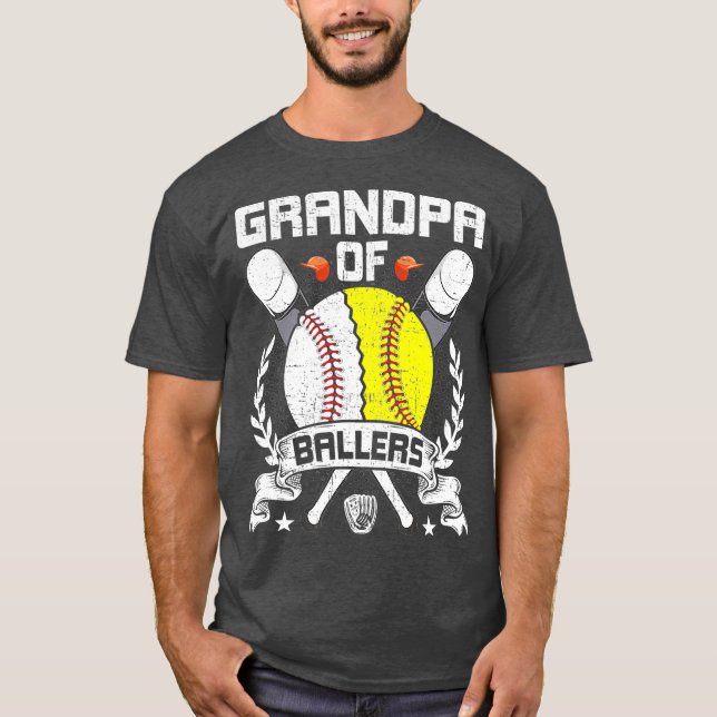 Farfar till Ballers Baseball Älskare T Shirt (Framsida)
