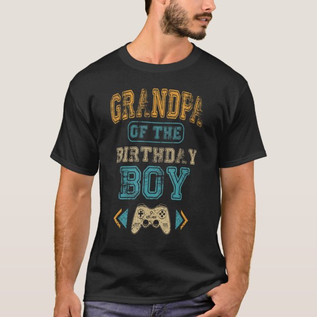 Farfar till Birthday Boy Gamepad B-Day Matching T Shirt (Framsida)