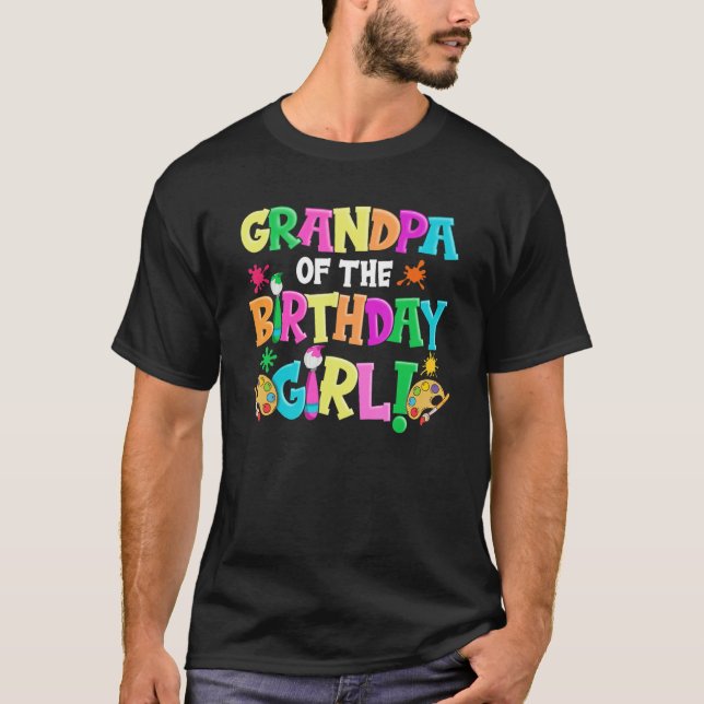 Farfar till Birthday Girl Artist Pappa pappa Pa T Shirt (Framsida)
