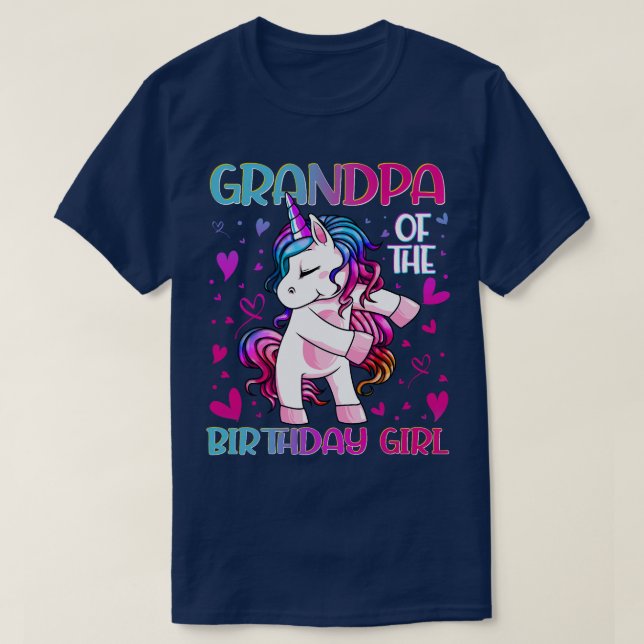 Farfar till Birthday Girl Flossing Unicorn Gran T Shirt (Design framsida)