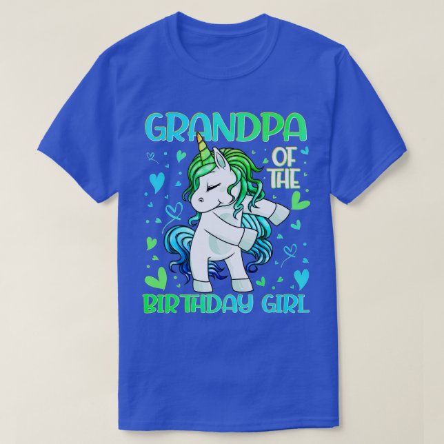 Farfar till Birthday Girl Flossing Unicorn Gran T Shirt (Design framsida)