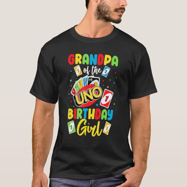 Farfar till Birthday Girl Uno pappa Pappa Fath T Shirt (Framsida)
