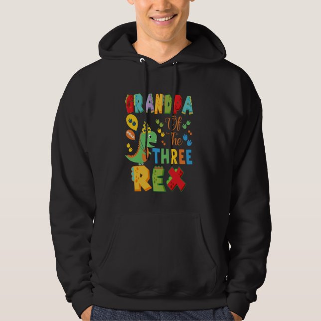Farfar till de tre rex 3Rd Birthday Boy Dinosaur Hoodie (Framsida)