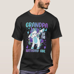 Farfar till Födelsedagsfest Girl Dabbing Unicorn T Shirt