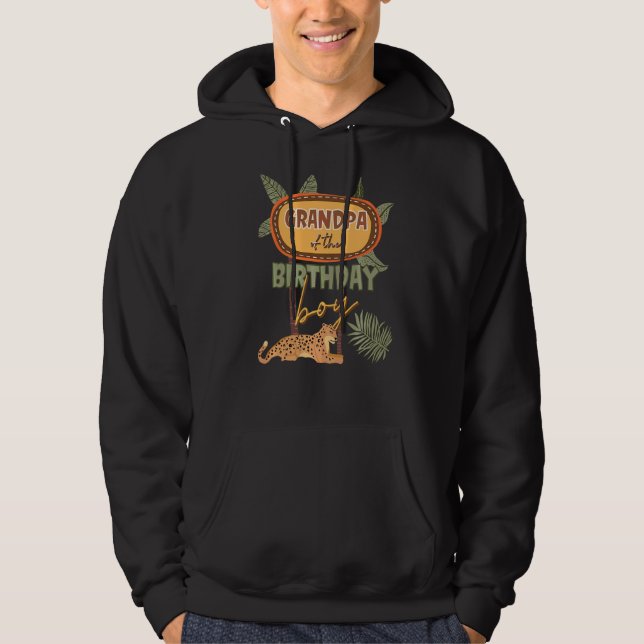 Farfar till födelsedagspojken Safari Theme Matchin Hoodie (Framsida)