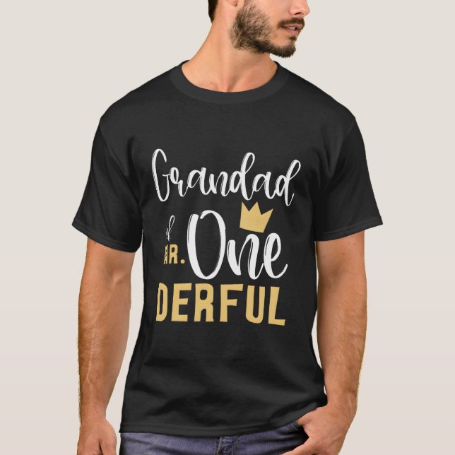 Farfar till mr Oenderful 1st First One-Derful Popp T Shirt (Framsida)
