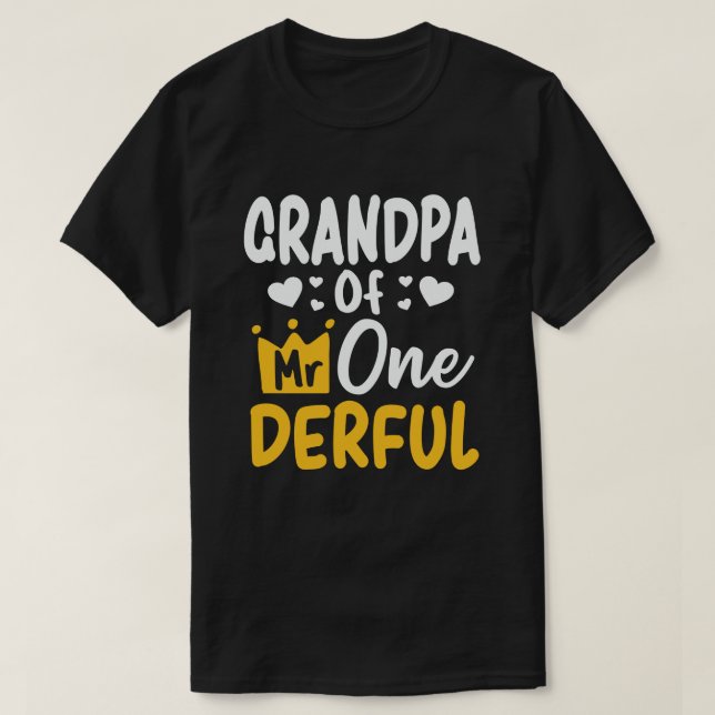 Farfar till Onederful 1:a Birthday Matching T Shirt (Design framsida)